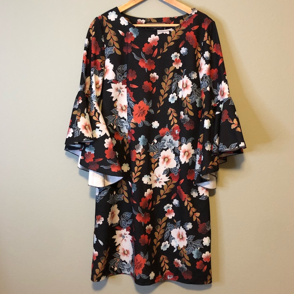 Almatrichi Black Floral Ruffle Sleeve Dress - XL - Picture 9 of 9